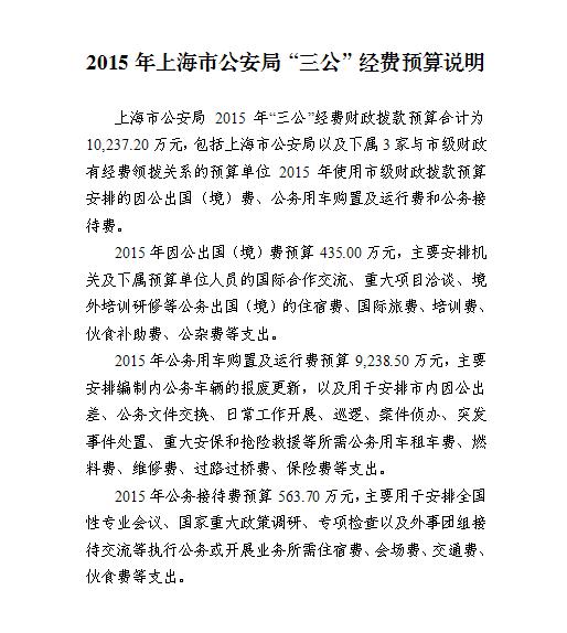2015年上海市公安局“三公”經(jīng)費(fèi)預(yù)算說明